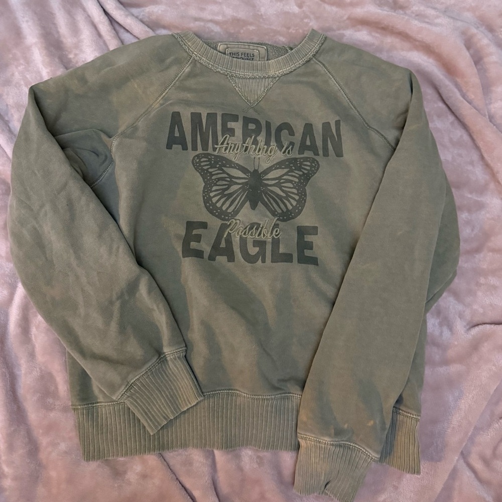 American Eagle Outfitters Olive Crewneck Sweater